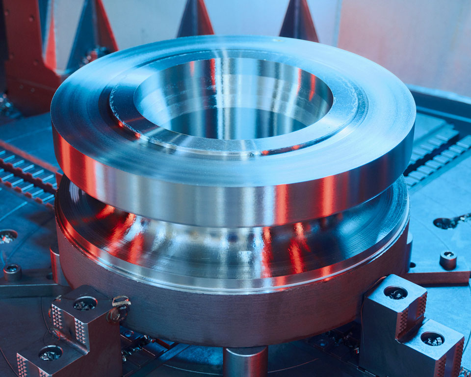 Detail of precision machining on a Dafram steel ball valve
